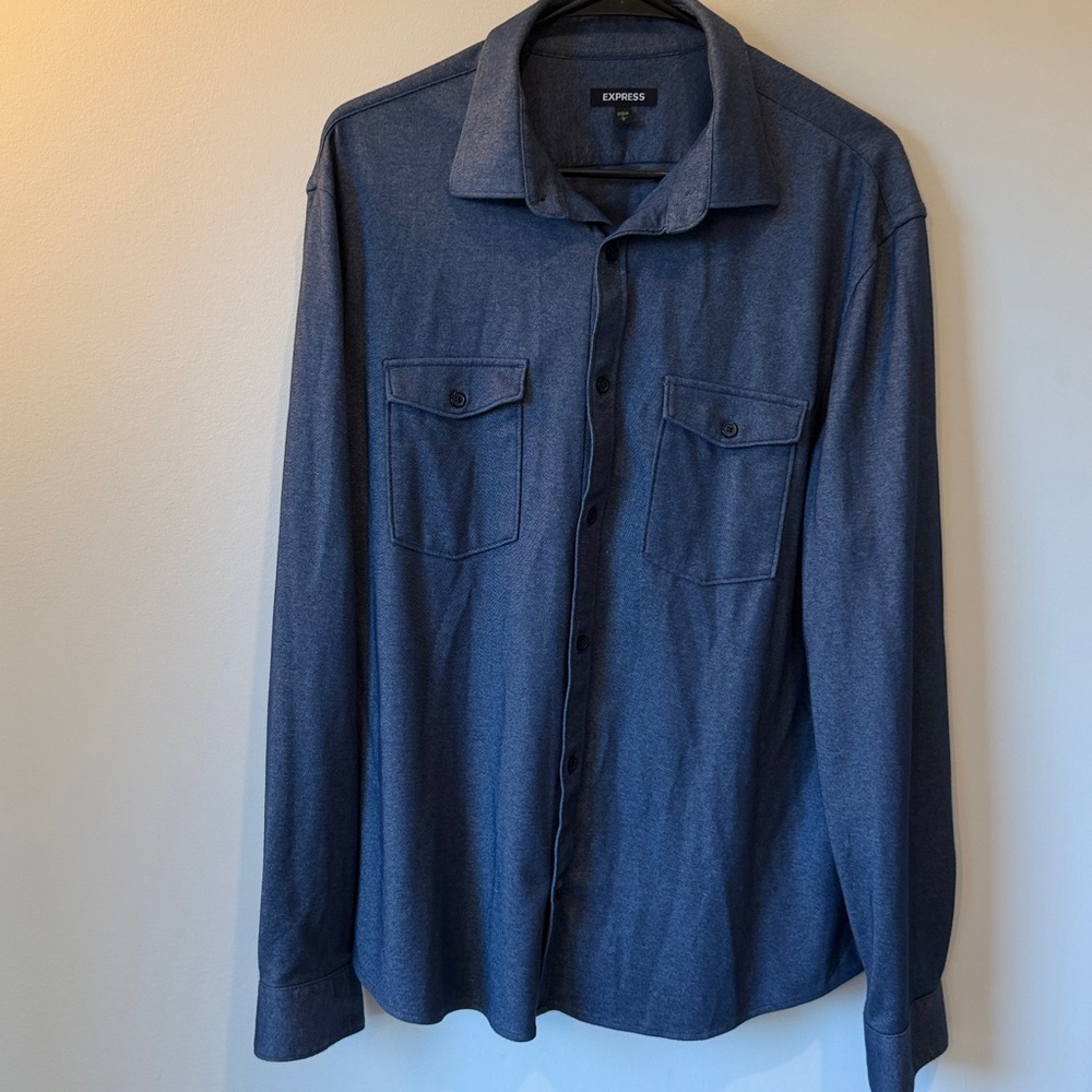 Express Blue Button down shirt- size large